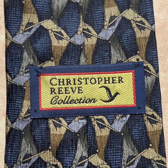 Vintage 90s Christopher Reeve Collection Ted Danson Drawing Hand Tie Graphic Art - Picture 3 of 7